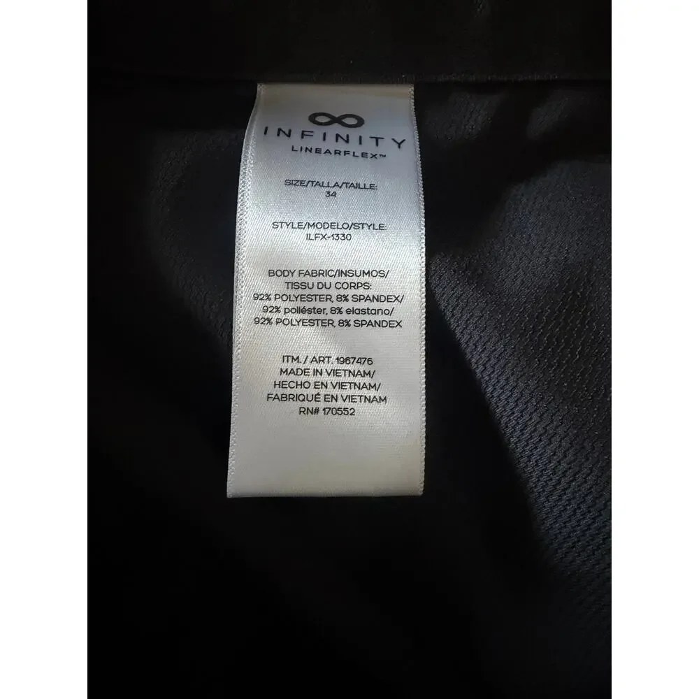 NWT Infinity Black Hybrid Stretch Flat Front Chino Shorts Men's Size 34